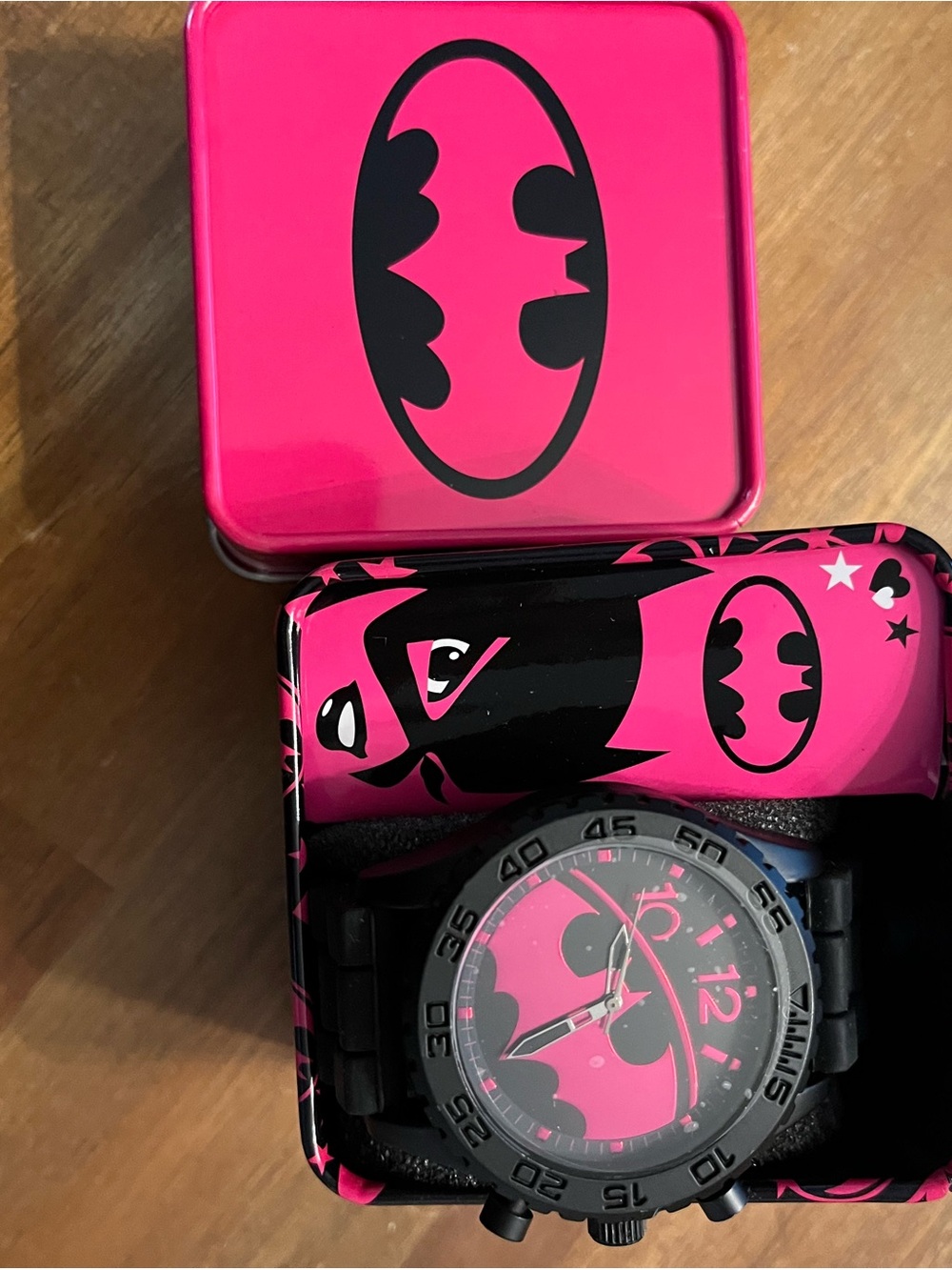 Batman Pink and Black Women's Watch with Tin Case